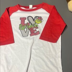 Grinch Love Kids Raglan Shirt - Red & White